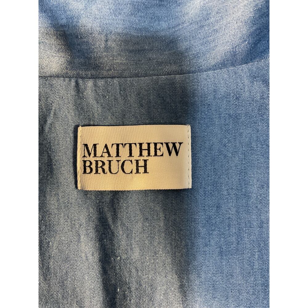 Matthew Bruch Washed Blue Spread Collar Popover Dress Size 2 - Picture 5 of 6